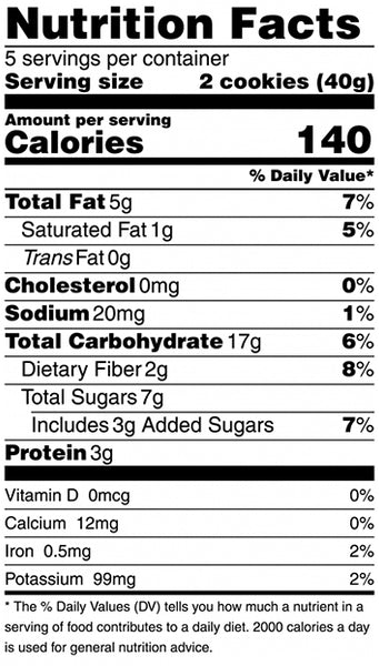 nutrition facts for chocolate chip crisp